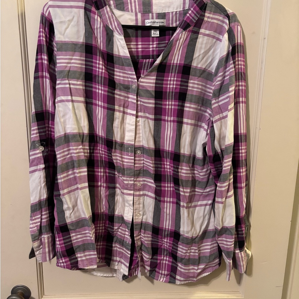 Croft & Barrow Purple and Black Plaid Shirt